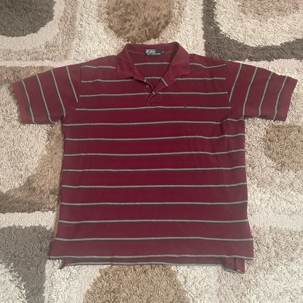 Polo Ralph GOLF Lauren Red Striped Polo Short Sleeve Shirt Men XL